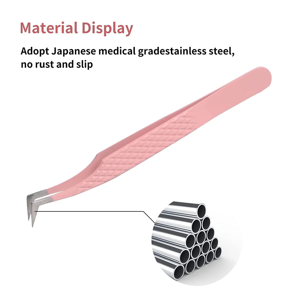 Eyelash Extensions Tweezers Veyelash Professional 90 Degree Tweezers for Volume Stainless Steel 3D Accurate Closure