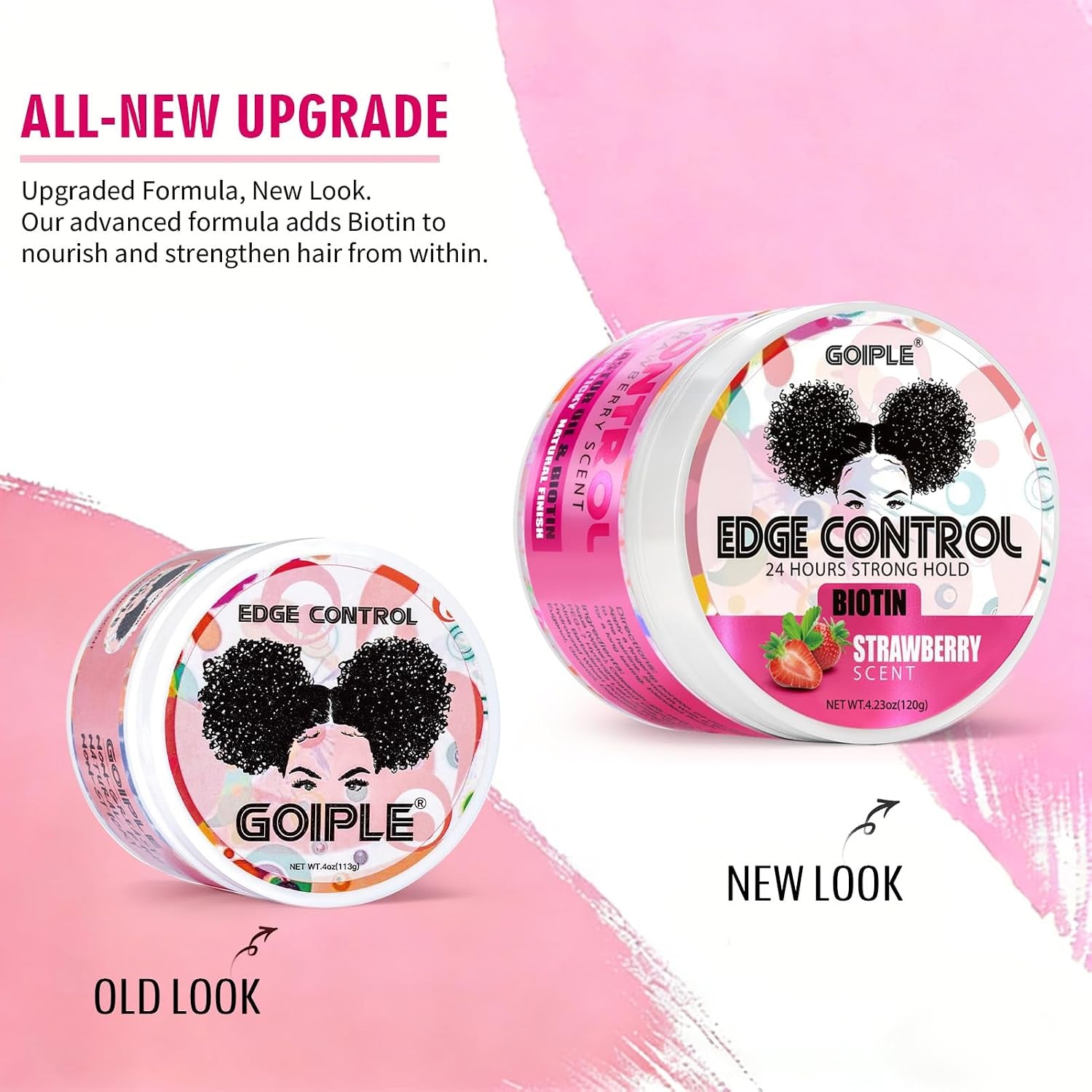Edge Control Wax for Women Strong Hold Non-Greasy, Edge Wax Styling Gel for Black Women Hair No Flaking, White Residue, Shine and Smooth Strawberry Scent 4Oz