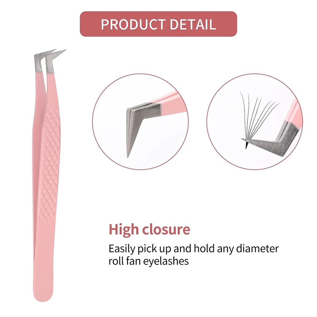 Eyelash Extensions Tweezers Veyelash Professional 90 Degree Tweezers for Volume Stainless Steel 3D Accurate Closure