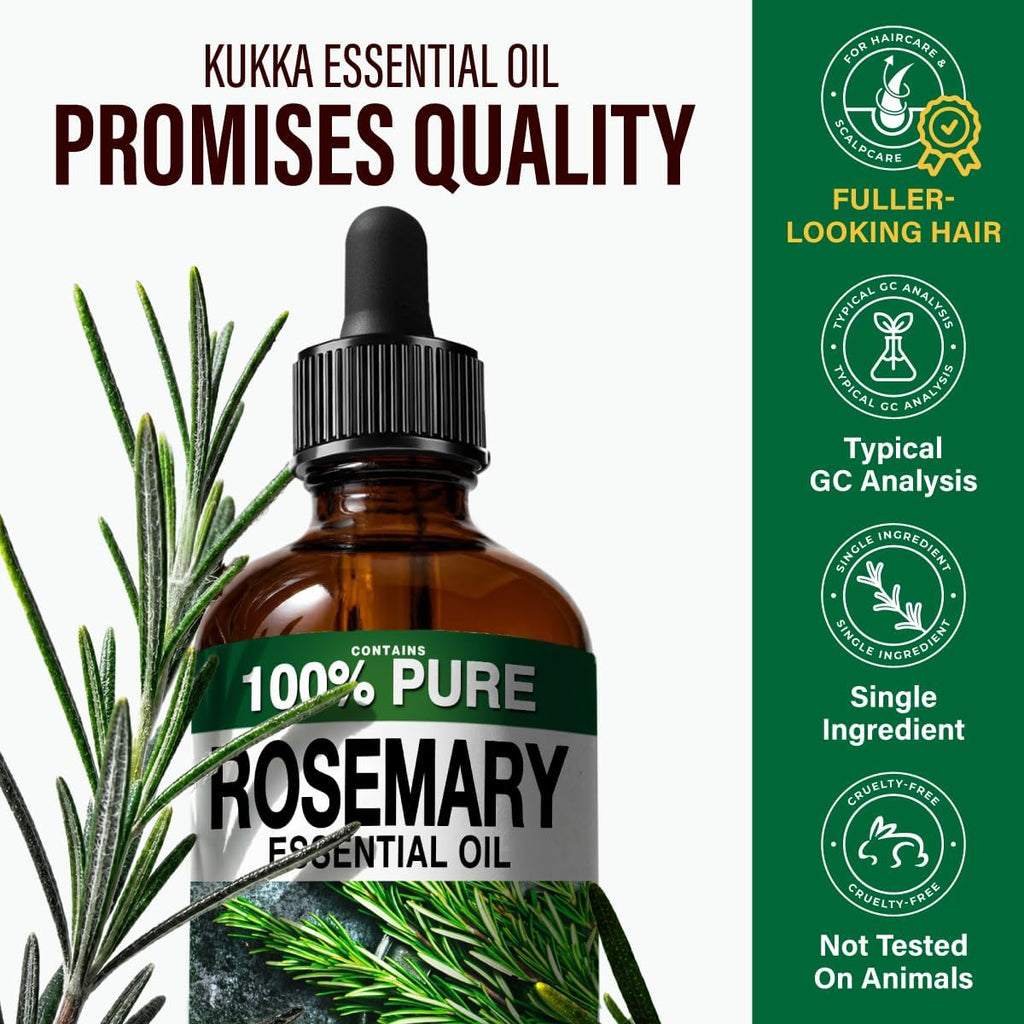 100% Pure Rosemary Oil - 4 Fl Oz Rosemary Essential Oil for Hair, Skin, Diffuser, Aromatherapy & DIY Soap Making Scent | Scalp and Skin Care, Organic, Steam Distilled Spanish, GC/MS Tested, Glass Bottle, for Diffuser, Aromatherapy, 3-6 Mo Supply