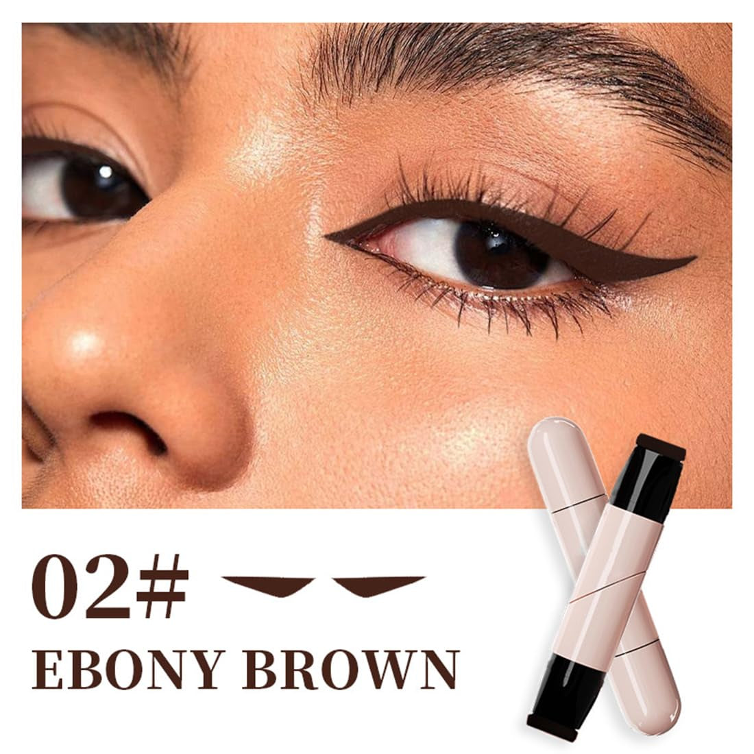 2PCS Black and Brown Eyeliner Stamp Set,2025 New Foldable Gel Eyeliner Stamp Pencil,Double Ended Marker Gel,Long-Lasting Waterproof Quick Drying Natural Smudge Resistan for Beginners