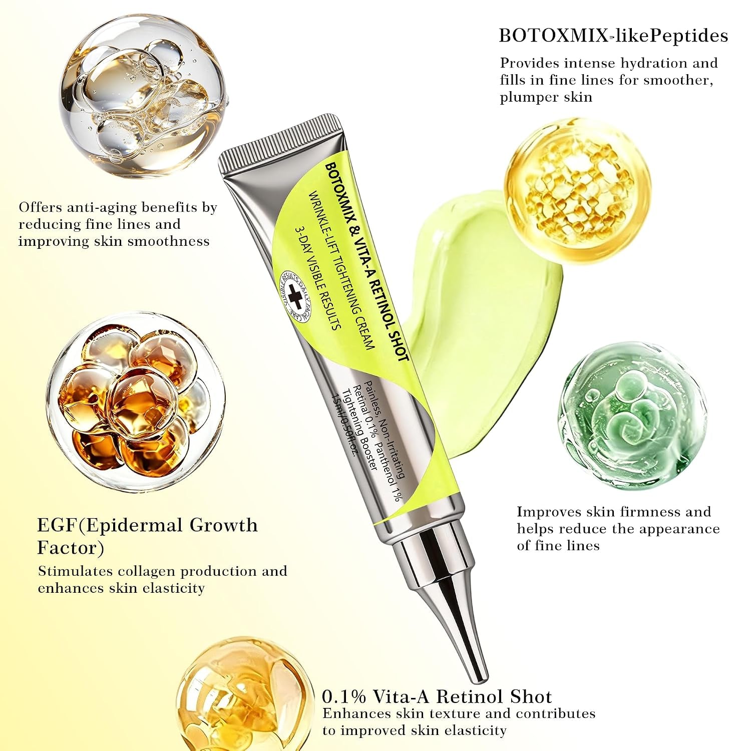 Botoxmix & Vita a Retinal Shot Tightening Booster | Wrinkle-Lift Tightening Cream, Collagen Lifting Serum, Retinoid for Anti-Aging, Pore Minimizer, Wrinkles & Fine Lines, Firmer Skin (15Ml X 2 PCS)