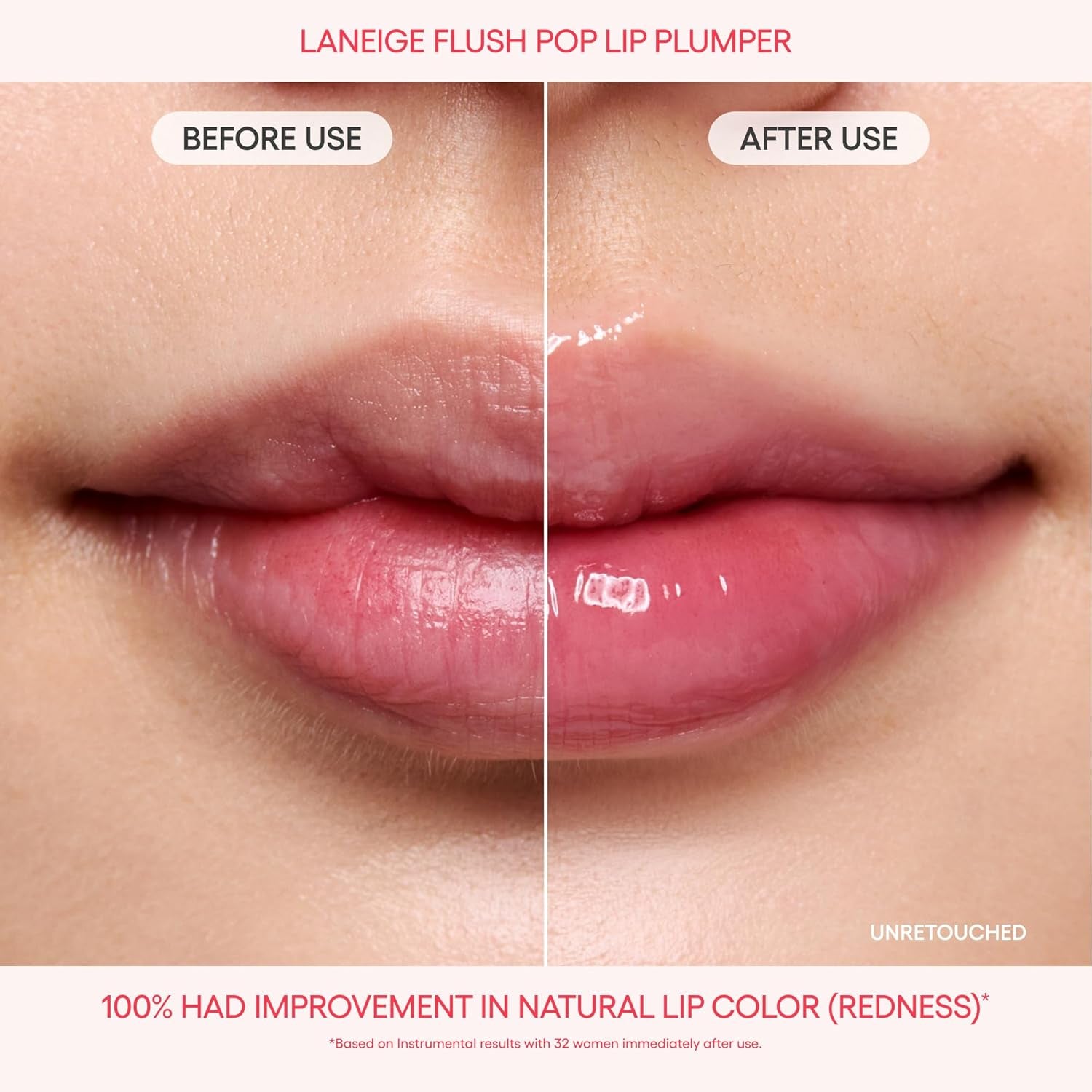 Revitalize Your Smile with LANEIGE Flush Pop Peptide Lip Gloss Treatment - Plumping, Volumizing Cooling Gel for Luscious Lips