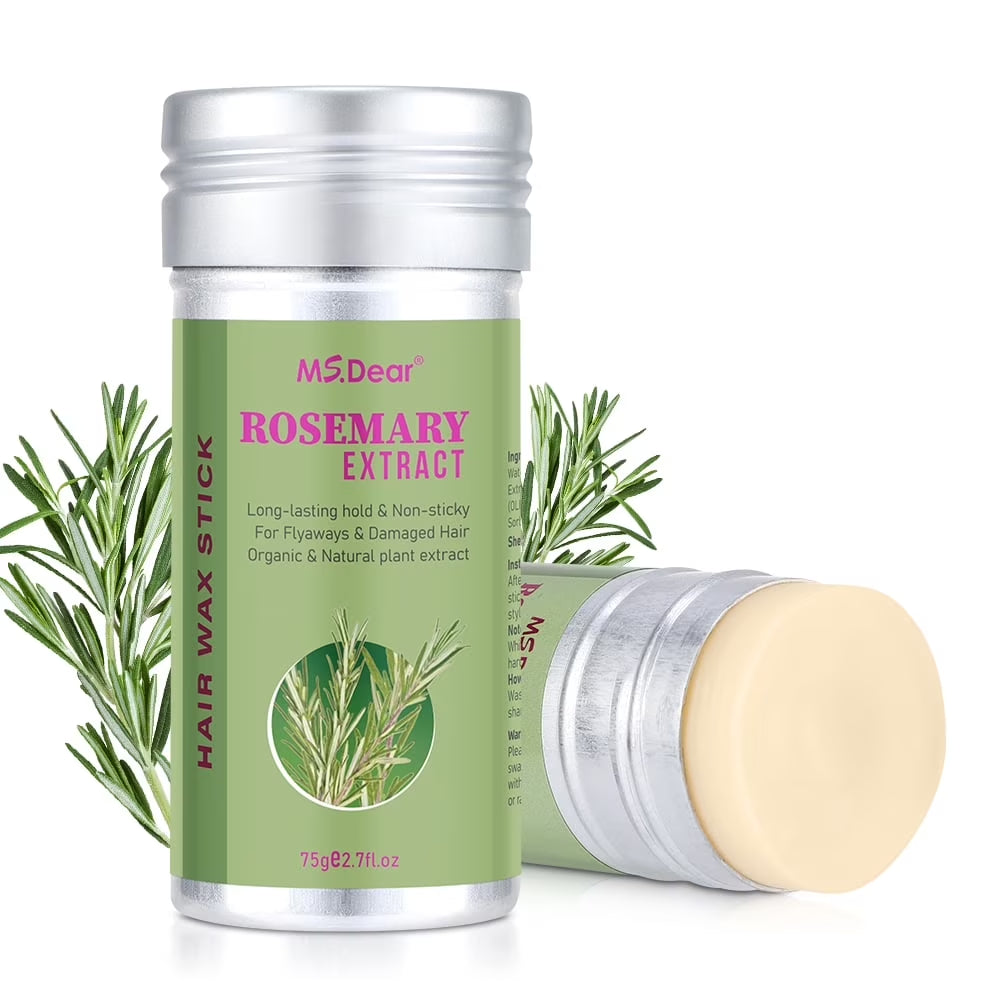 Rosemary Hair Wax Stick Non-Greasy for Styling Flyaways Frizz and Hair Treatment - 2.7 Oz Wax for Edge Control on Wigs and Hair
