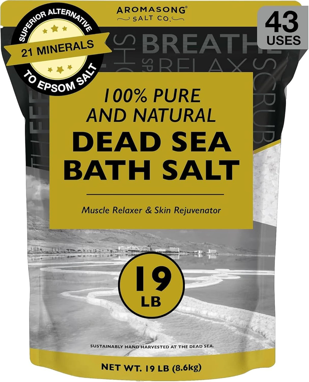 Indulge in Luxury with 19 Lbs of Pure Dead Sea Salt - The Ultimate Spa Bath Experience for Relaxation and Skin Renewal