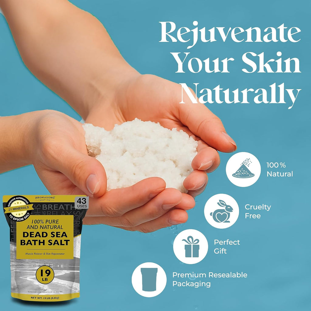 Indulge in Luxury with 19 Lbs of Pure Dead Sea Salt - The Ultimate Spa Bath Experience for Relaxation and Skin Renewal