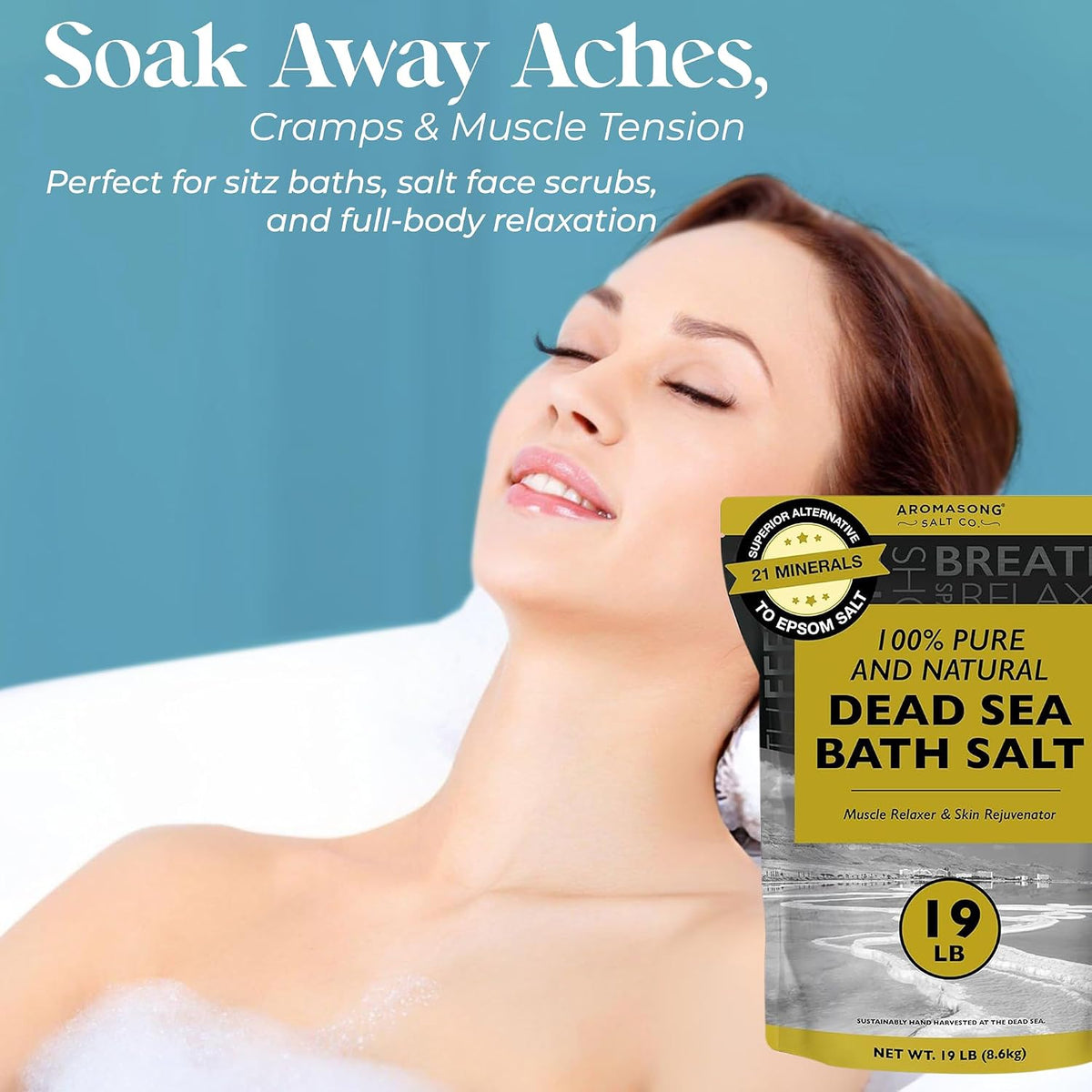 Indulge in Luxury with 19 Lbs of Pure Dead Sea Salt - The Ultimate Spa Bath Experience for Relaxation and Skin Renewal