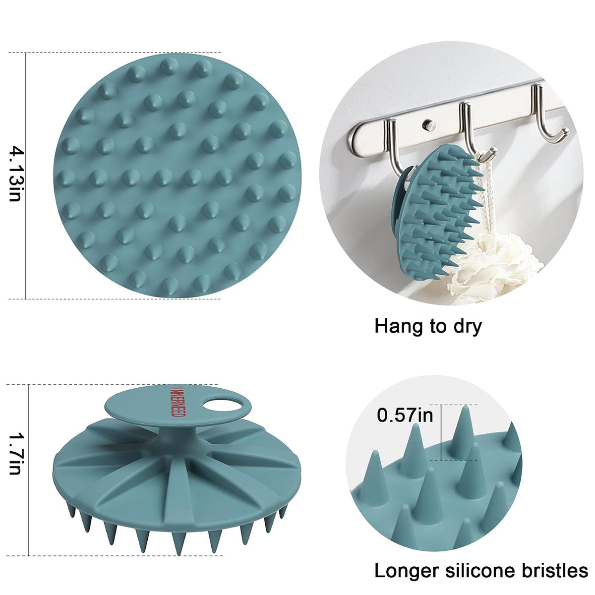 Revitalize Your Scalp with the One-Piece Silicone Scalp Massager Shampoo Brush in Dark Green