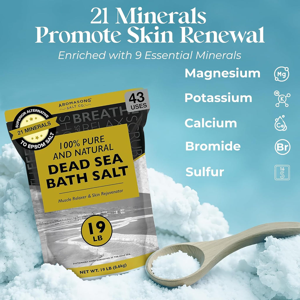 Indulge in Luxury with 19 Lbs of Pure Dead Sea Salt - The Ultimate Spa Bath Experience for Relaxation and Skin Renewal