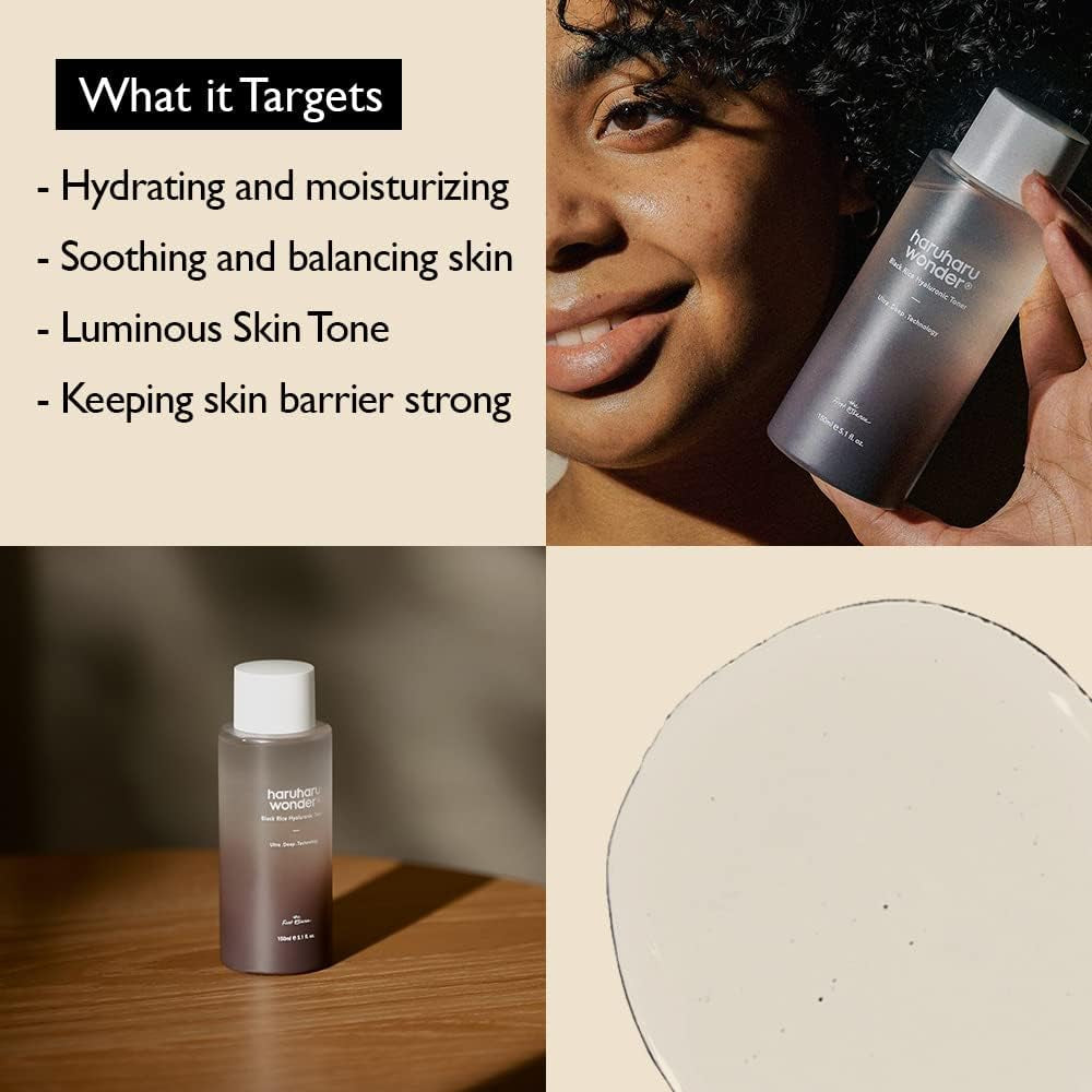 Black Rice Hyaluronic Toner, 5.1 Fl.Oz, Lavender Scent, Vegan | Toner for Face, Deep Hydration, Glass Skin, Soothing & Moisturizing, Balance Dehydrated Skin, Cruelty-Free, Korean Skin Care