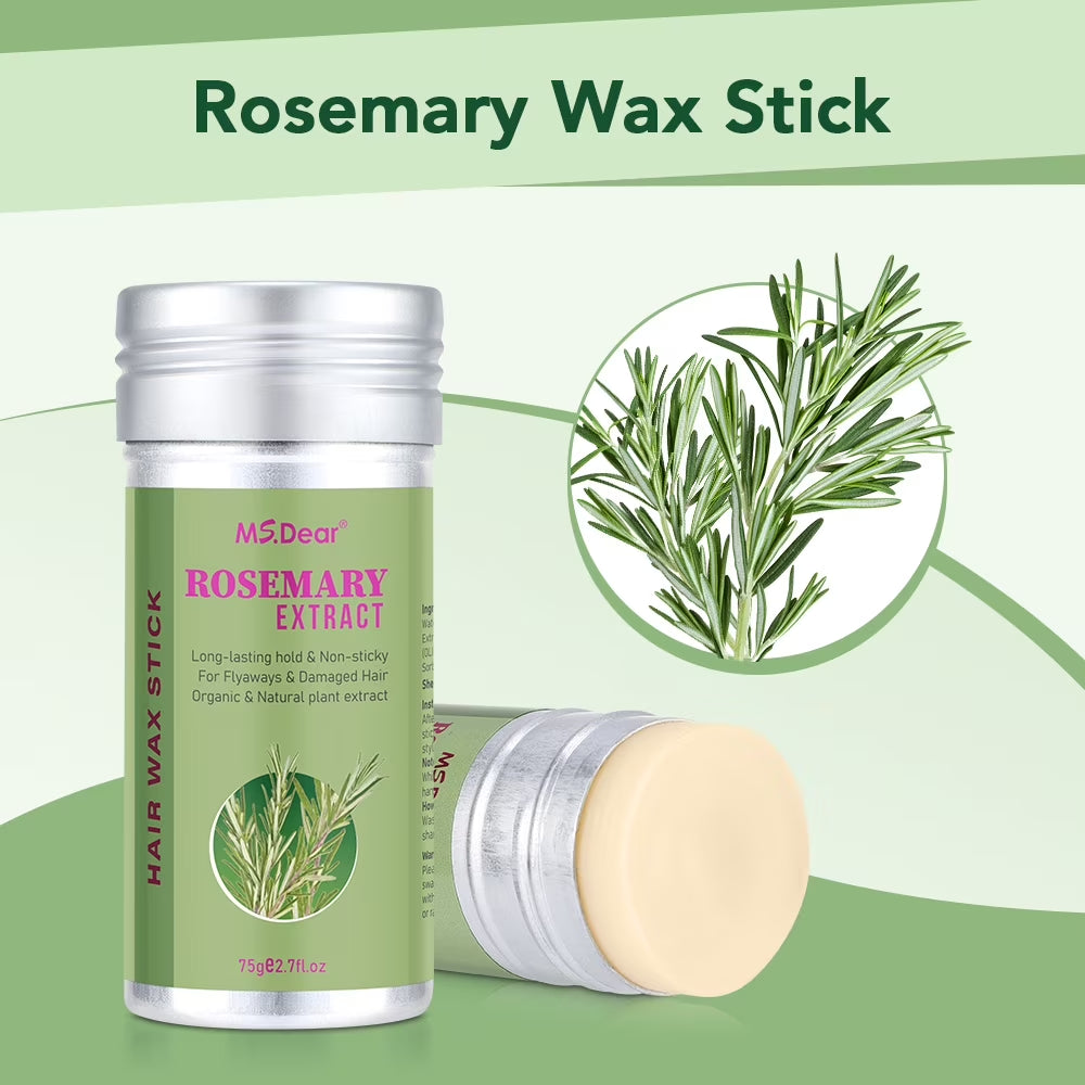Rosemary Hair Wax Stick Non-Greasy for Styling Flyaways Frizz and Hair Treatment - 2.7 Oz Wax for Edge Control on Wigs and Hair