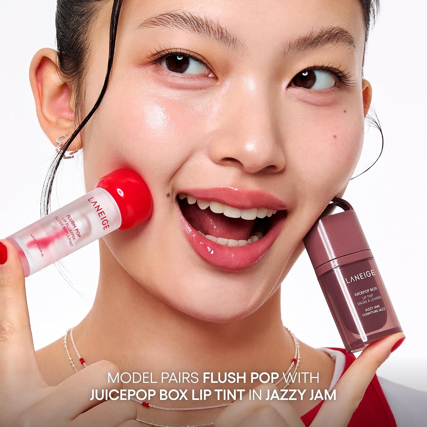 Revitalize Your Smile with LANEIGE Flush Pop Peptide Lip Gloss Treatment - Plumping, Volumizing Cooling Gel for Luscious Lips