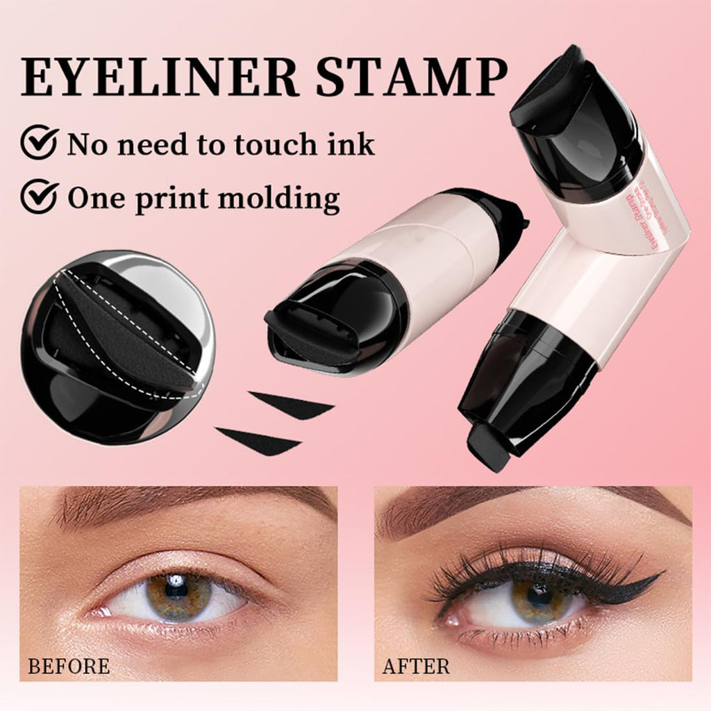 2PCS Black and Brown Eyeliner Stamp Set,2025 New Foldable Gel Eyeliner Stamp Pencil,Double Ended Marker Gel,Long-Lasting Waterproof Quick Drying Natural Smudge Resistan for Beginners