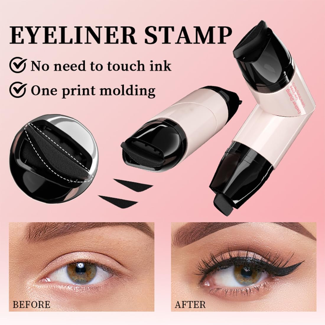 2PCS Black and Brown Eyeliner Stamp Set,2025 New Foldable Gel Eyeliner Stamp Pencil,Double Ended Marker Gel,Long-Lasting Waterproof Quick Drying Natural Smudge Resistan for Beginners