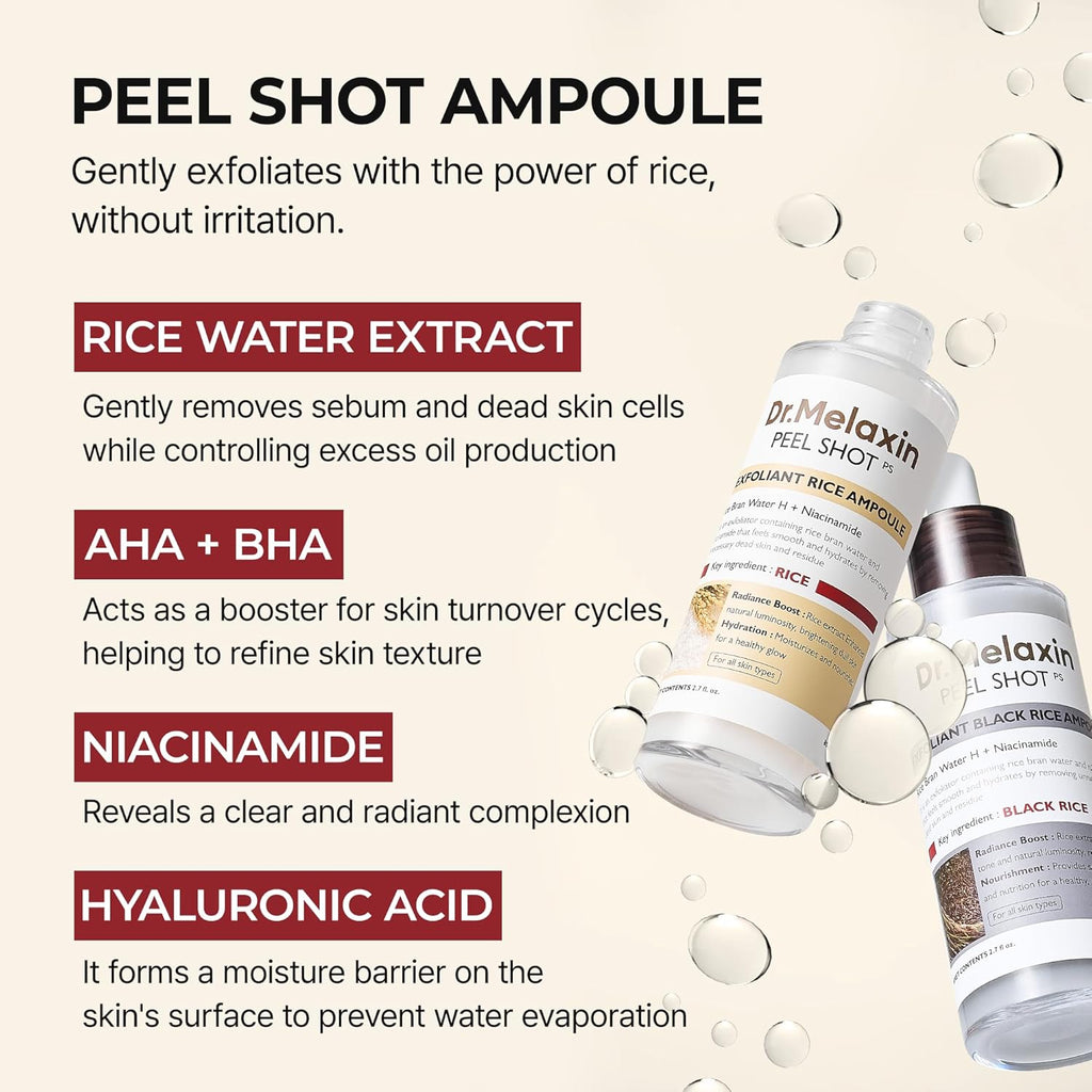 Peel Shot Care Set Black Rice Peeling White Rice Peel Shot Toner Korean Skin Care Cosmetics