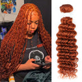 Deep Wave Bulk Hair for Boho Braids, 18" Ginger Orange | 95G Double Machine Weft, 100% Virgin Brazilian Remy, #350 Ginger Orange, Natural Curly Wave, Soft, No Chemical, Tangle-Free
