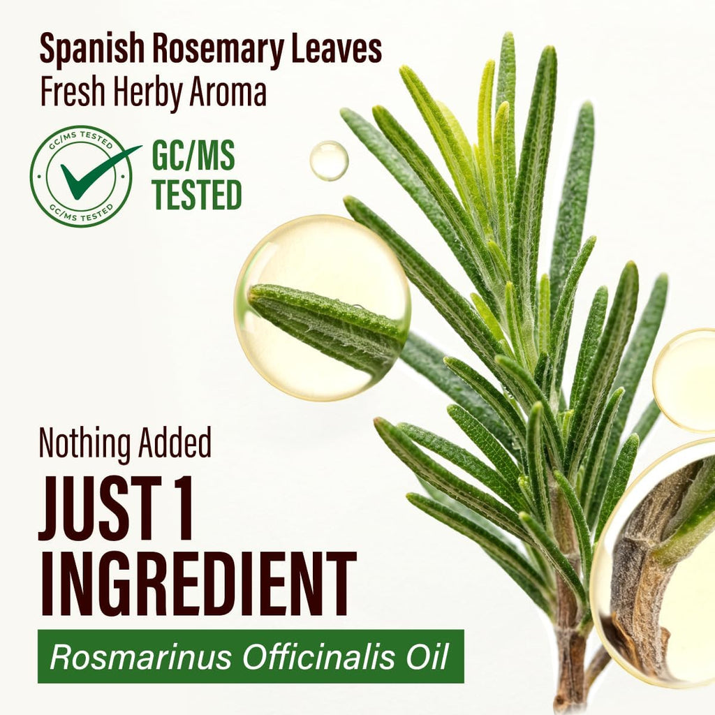 100% Pure Rosemary Oil - 4 Fl Oz Rosemary Essential Oil for Hair, Skin, Diffuser, Aromatherapy & DIY Soap Making Scent | Scalp and Skin Care, Organic, Steam Distilled Spanish, GC/MS Tested, Glass Bottle, for Diffuser, Aromatherapy, 3-6 Mo Supply