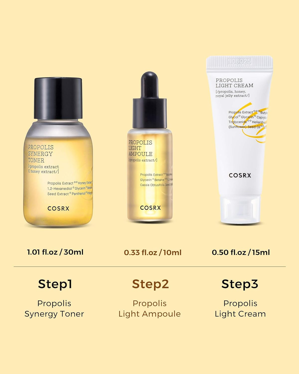 Revitalize Your Skin with the Honey Glow Kit: Propolis Toner, Serum & Cream - Travel-Friendly 3 Piece Set for Deep Hydration and Nourishment