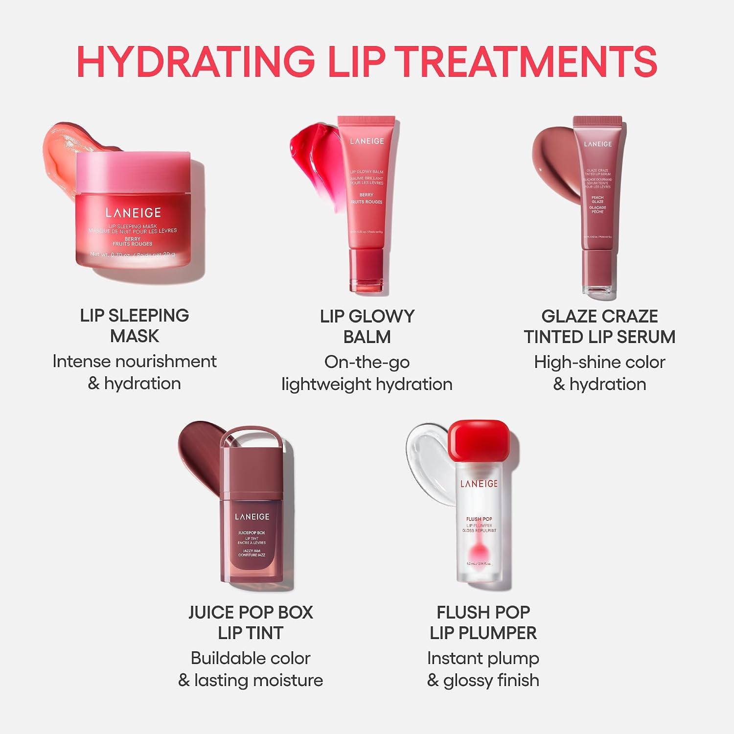 Revitalize Your Smile with LANEIGE Flush Pop Peptide Lip Gloss Treatment - Plumping, Volumizing Cooling Gel for Luscious Lips