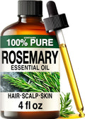 100% Pure Rosemary Oil - 4 Fl Oz Rosemary Essential Oil for Hair, Skin, Diffuser, Aromatherapy & DIY Soap Making Scent | Scalp and Skin Care, Organic, Steam Distilled Spanish, GC/MS Tested, Glass Bottle, for Diffuser, Aromatherapy, 3-6 Mo Supply