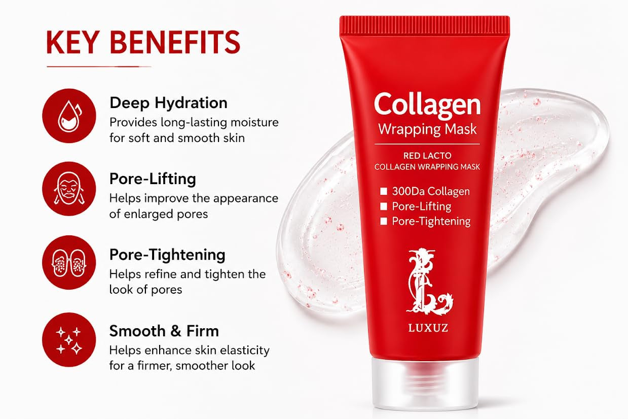 Collagen Wrapping Peel-Off Face Mask, Hydrating Facial Mask with Collagen & Hyaluronic Acid, Moisturizing Skin Care, Peel-Off Film for Smooth, Soft & Radiant Looking Skin, 70 Ml