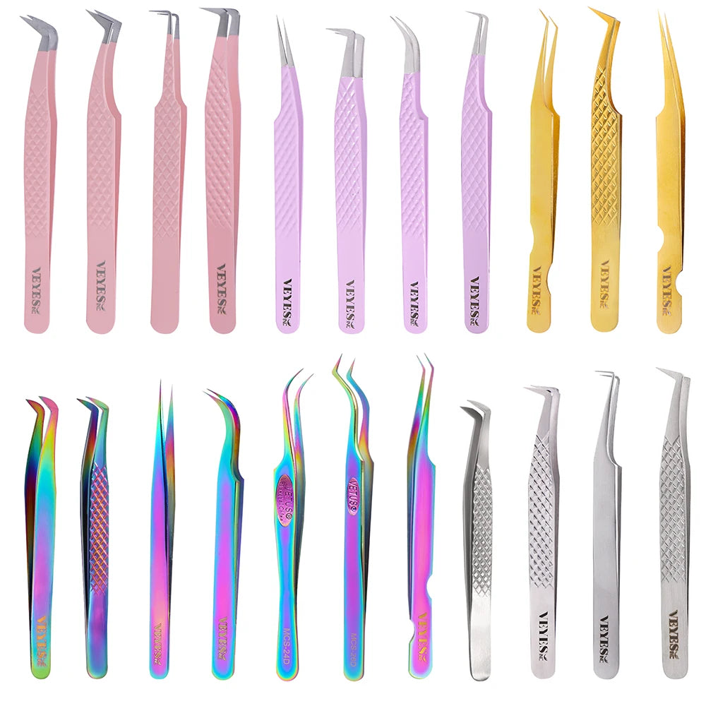 Eyelash Extensions Tweezers Veyelash Professional 90 Degree Tweezers for Volume Stainless Steel 3D Accurate Closure