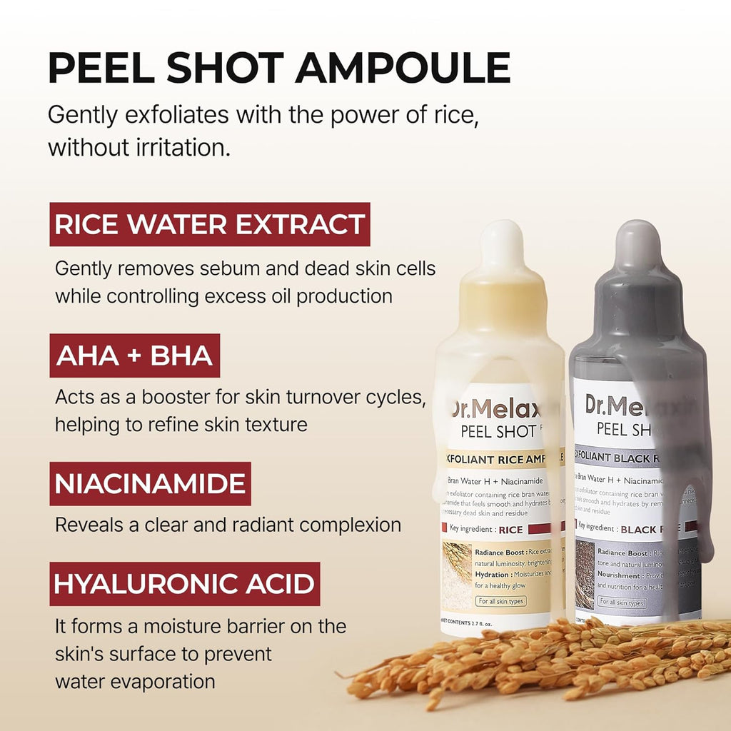 Peel Shot Care Set Black Rice Peeling White Rice Peel Shot Toner Korean Skin Care Cosmetics