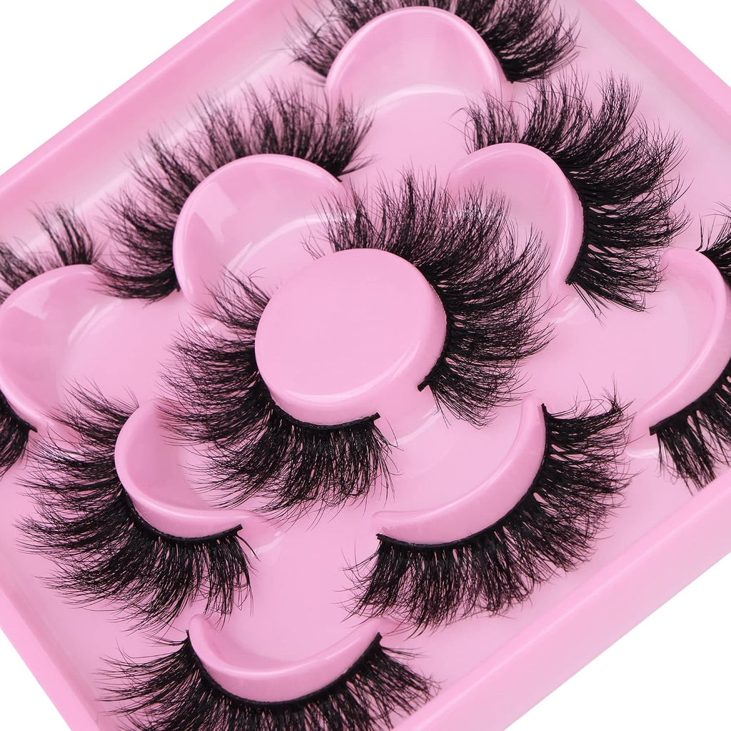 3D Mink Lashes Fluffy False Eyelashes Dramatic Lashes Mink Strip Lashes round Shaped and Fluttery Fake Eyelashes 18Mm Length Reusable Lash