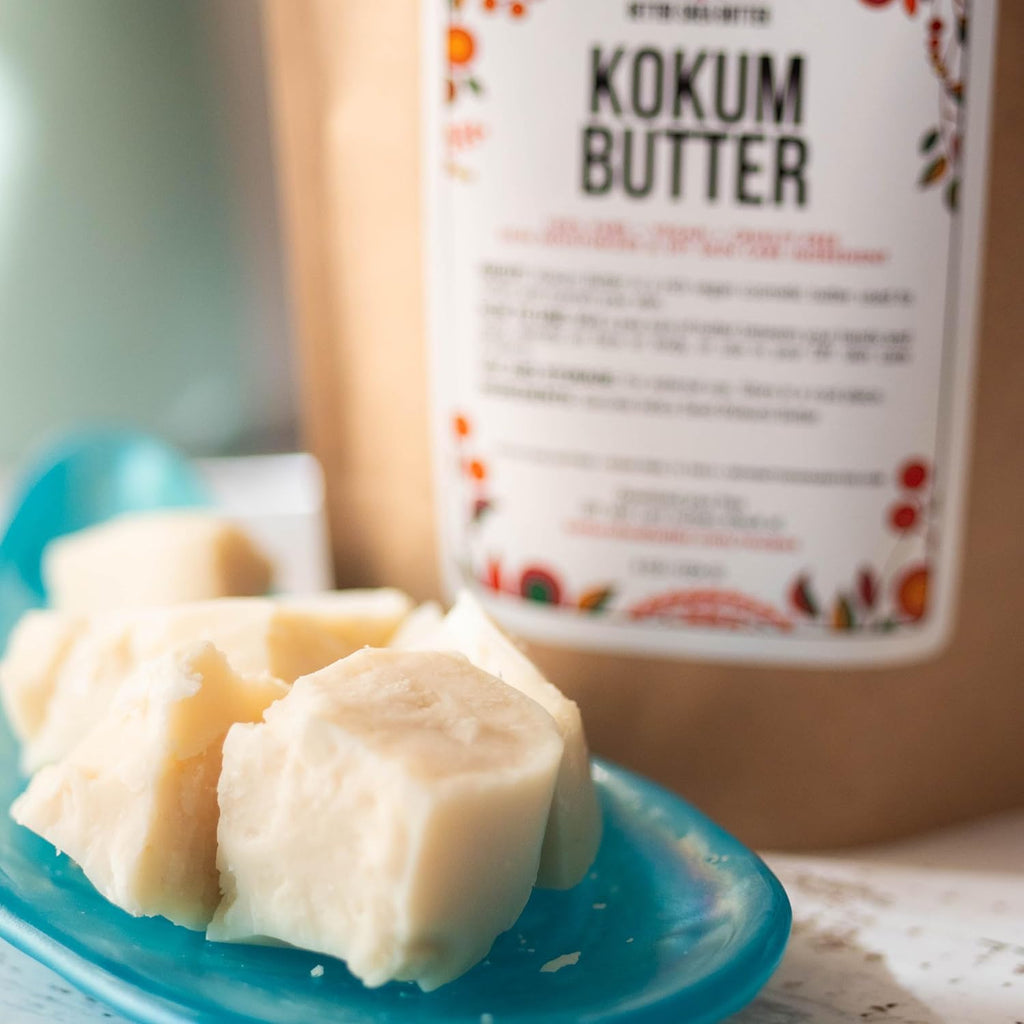 Raw Kokum Butter Unrefined - Body Butter Bar for Soap Making and DIY Skin and Hair Care Products - Pure, Unscented Moisturizer for Lotion Base - 8 Oz Block