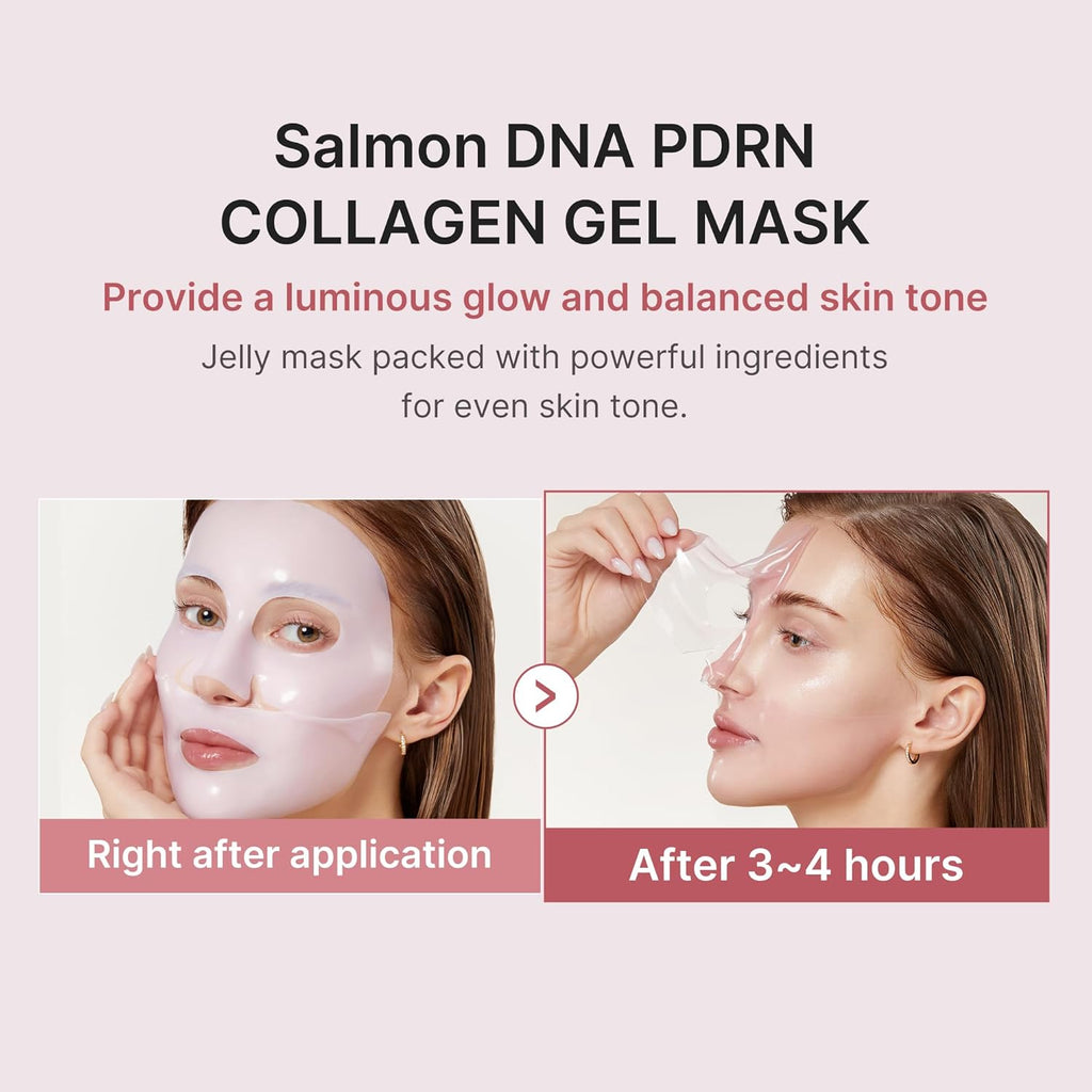 Pink Glass Glow Duo for Uneven Skin: Collagen Jelly Cream 110Ml and Salmon DNA PDRN Pink Collagen Jelly Gel Mask (4Ea)